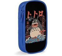 YINGD My Neighbor Totoro The Neighbors Attack Pencil Bag Large Capacity Double Zipper Pencil Case for Office School Travel-Blue SAOE