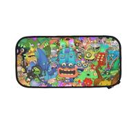 YINGD My Singing Monsters Big Capacity Pencil Case, Large Storage Pencil Pouch Pen Case Bag with Zipper for School College Student Office Suppl
