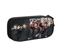 YINGD ONE Direction Pencil Case for Makeup & Stationery - Dual Zipper Compartments with Mesh Organizer (Travel-Friendly)