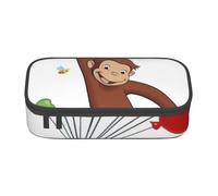 YINGD Pencil case Curious George Anime Stationery Bag Pen Holder Large Capacity Student Use Cute Simple Cosmetic Pouch Unisex dd138b