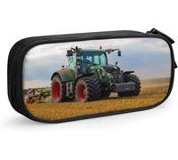 YINGD Pencil Case Green Tractor Plowing Fields On Focus, Big Capacity Large Pouch Pen Holder School Supplies Stationery Storage Organizer Gift for Middle Hi