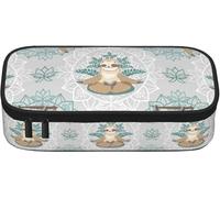 YINGD Pencil Case Large Capacity for Girls Boys Adults Women Organizer School Yoga Sloth Mandalas Print Double Layer Pencil Box Pencil Bag Pencil Pouch with