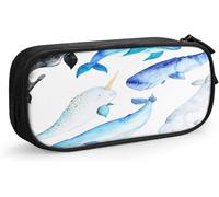 YINGD Pencil Case Life Whales Sea Animal, Big Capacity Large Pouch Pen Holder School Supplies Stationery Storage Organizer Gift for Middle High School Offic