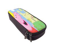 YINGD Peppa Pig Pencil Case Compact Brown PU Leather Holder for School Kids & Adults