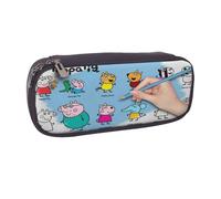 YINGD Peppa Pig Pencil Case Elegant PU Leather Pen Bag with Zipper & Elastic Loops
