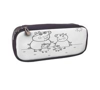 YINGD Peppa Pig Pencil Case Fashionable Brown Leather Bag for Writing Tools & Cosmetics