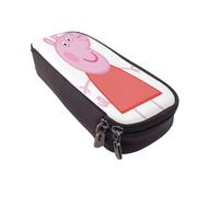 YINGD Peppa Pig Pencil Case Premium PU Leather Pen Bag with Secure Zipper & Pockets