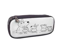 YINGD Peppa Pig Pencil Case Premium PU Leather Zip Bag for School & Office Essentials