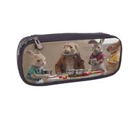 YINGD Peter Rabbit Pencil Case Brown Leather Stationery Organizer for School Kids & Adults