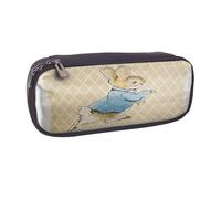 YINGD Peter Rabbit Pencil Case Elegant Brown Leather Zip Bag for Writing Tools