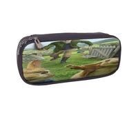 YINGD Peter Rabbit Pencil Case Multi-Functional Brown Leather Bag for Pens & Small Items