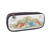 YINGD Peter Rabbit Pencil Case Soft Brown Leather Pen Holder with Interior Zipper Pocket