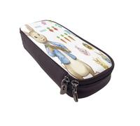 YINGD Peter Rabbit Pencil Case Versatile Brown Synthetic Leather Holder with Zipper