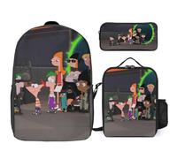YINGD Phineas and Ferb Backpack School Constellation Set Three Piece Star Map Combo
