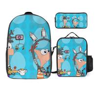 YINGD Phineas and Ferb Backpack School Visionary Set Forward-Thinking Three Piece Combo