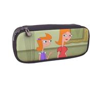 YINGD Phineas and Ferb Pencil Case Fashionable PU Leather Zip Case for Pens Pencils & Small Electronics