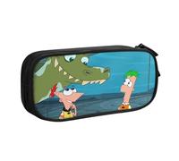 YINGD Phineas and Ferb Pencil Case Gift Set with Custom Print - Lightweight Oxford Fabric for Students, Travelers, Professionals