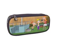 YINGD Phineas and Ferb Pencil Case Versatile PU Leather Bag for Stationery & Beauty Essentials