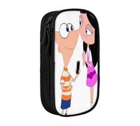 YINGD Phineas and Ferb Pencil Case with Magnetic Closure - Quick-Access Design for Pens, Sticky Notes, Paper Clips