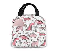 YINGD Pink Dinosaur Adult Lunch Bag Durable Lunch Tote Bag Insulated Lunch Bag for Working Lunch Box one Size