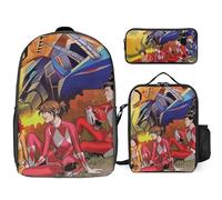 YINGD Power Rangers The Animated Series Backpack 3 Piece School Set 17 Inch Bookbag with Lunch Tote and Pencil Pouch for Students Teens