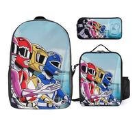 YINGD Power Rangers The Animated Series Backpack School Extraterrestrial Set Three Piece UFO Combo