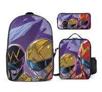 YINGD Power Rangers The Animated Series Backpack School Solar Set Three Piece Space Combo