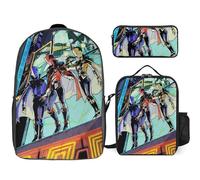 YINGD Power Rangers The Animated Series Backpack with Lunch and Pencil Pouch Three Piece Combo for Daily School Use