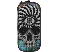 YINGD Psychedelic Skull Ripple Soul Eyes Death Pencil Case Pencil Box Minimalist Portable Durable Zipper Pen Pouch for School Office Black