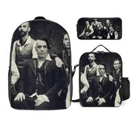 YINGD Rammstein Backpack 3 PCS Collection Bookbag Lunch Carrier and Stationery Holder for Students