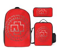 YINGD Rammstein Backpack Combo 17 Inch Bookbag Insulated Lunch Tote and Pencil Pouch
