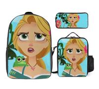 YINGD Rapunzel's Tangled Adventure Backpack Set Large Daypack Insulated Lunch Pouch Pencil Case