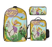YINGD Rapunzel's Tangled Adventure Backpack Three Piece Essentials 17 Inch Bag Lunch Tote Pen Case