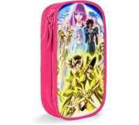 YINGD Saint Seiya Anime Pencil Case D Custom Printing Large Capacity Double Zipper Pencil Case for Office School Travel-Pink SAOE
