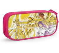 YINGD Saint Seiya Pencil Pouch D Custom Printing Large Capacity Double Zipper Pencil Case for Office School Travel-Pink SAOE