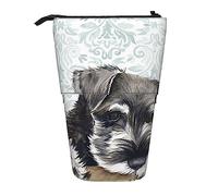 YINGD Schnauzer Cute Dog Pencil Case Expandable Peanuts Organizer Bags Retractable Cute Large Capacity Boy Girl Stationery Pouch Lightweight for School Office SH13