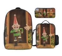 YINGD Sci-Fi Monster Bunny Backpack 17 Inch Large Bookbag Plus Insulated Food Pouch and Pen Organizer