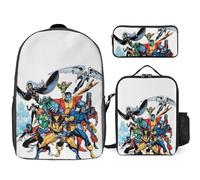 YINGD Science Fiction Heroes Backpack Study Buddy System Three Piece Academic Combo with Organized Pencil Portfolio
