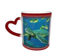 YINGD Sea Turtle Color Changing Mug Color Changing Ceramic Heat Sensitive Mugs Discoloration Cup Water Coffee Cups Magic Funny Art Personalized Gifts