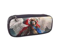 YINGD Silver Wing Warriors Pencil Case Elegant Synthetic Leather Bag for Writing Tools & Cosmetics