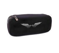 YINGD Silver Wing Warriors Pencil Case Premium PU Leather Pen Bag with Secure Zipper & Pockets