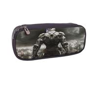 YINGD Silver Wing Warriors Pencil Case Spacious Brown Leather Bag with Interior Pockets for Organization