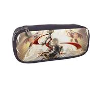 YINGD Silver Wing Warriors Pencil Case Versatile Brown Leather Pen Bag with Multi-Pocket Design