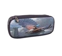 YINGD Silver Wing Warriors Pencil Case Versatile PU Leather Organizer for Writing Tools & Cosmetics