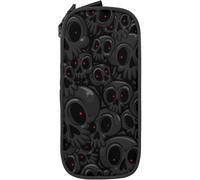 YINGD Skull Ghost Soul Black Pencil Case Pencil Box Minimalist Portable Durable Zipper Pen Pouch for School Office Black