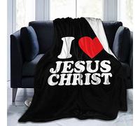 YINGD Soft Blanket I Love Jesus Christ Flannel Blanket Super Soft Warm Lightweight Bed Throw Blanket for Home Sofa Couch 125x100cm