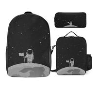 YINGD Space Ghost Backpack Set Includes Bookbag Lunch Tote and Pencil Case Perfect for Elementary Students