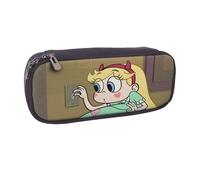 YINGD Star vs. The Forces of Evil Pencil Case Fashionable Brown Leather Bag for Writing Tools & Cosmetics