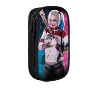 YINGD Suicide Squad Harley Quinn Pencil Case Large Capacity Double-Layer Pen Bag School Stationery Pouch Organizer Office Supplies Pencase for Kids Adult