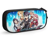 YINGD Sword Art Online Pencil Case D Custom Printing Large Capacity Double Zipper Pencil Bag for Office School Travel-Black SAOE